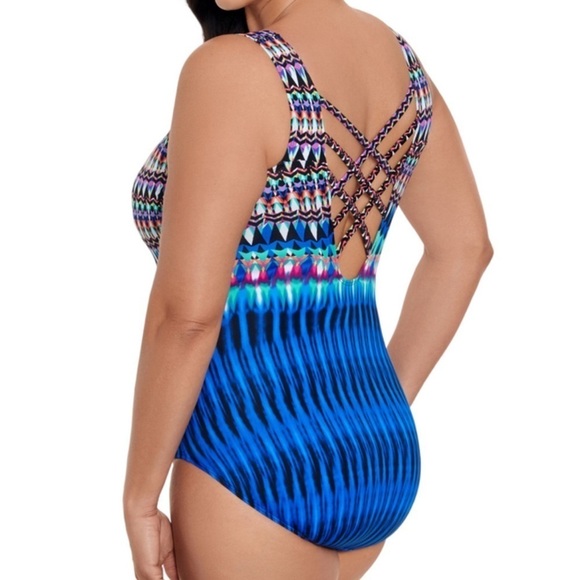 Swim Solution Women's Printed One-Piece Swimsuit 12 bathingsui slimming full - Picture 3 of 11